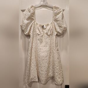 H&M "Divided" cream floral mini dress, Size Medium